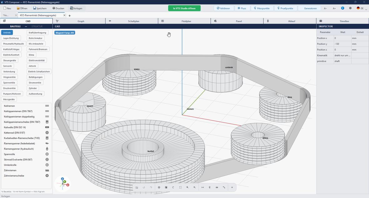 CAD-Ansicht eines Riementriebs